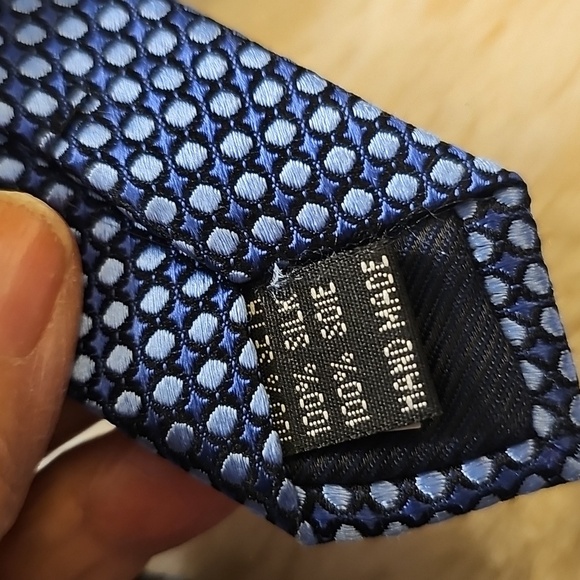 Men's Blue Patterned Tie By SETAZONE.Pure Silk, Hand Made. - Picture 5 of 5